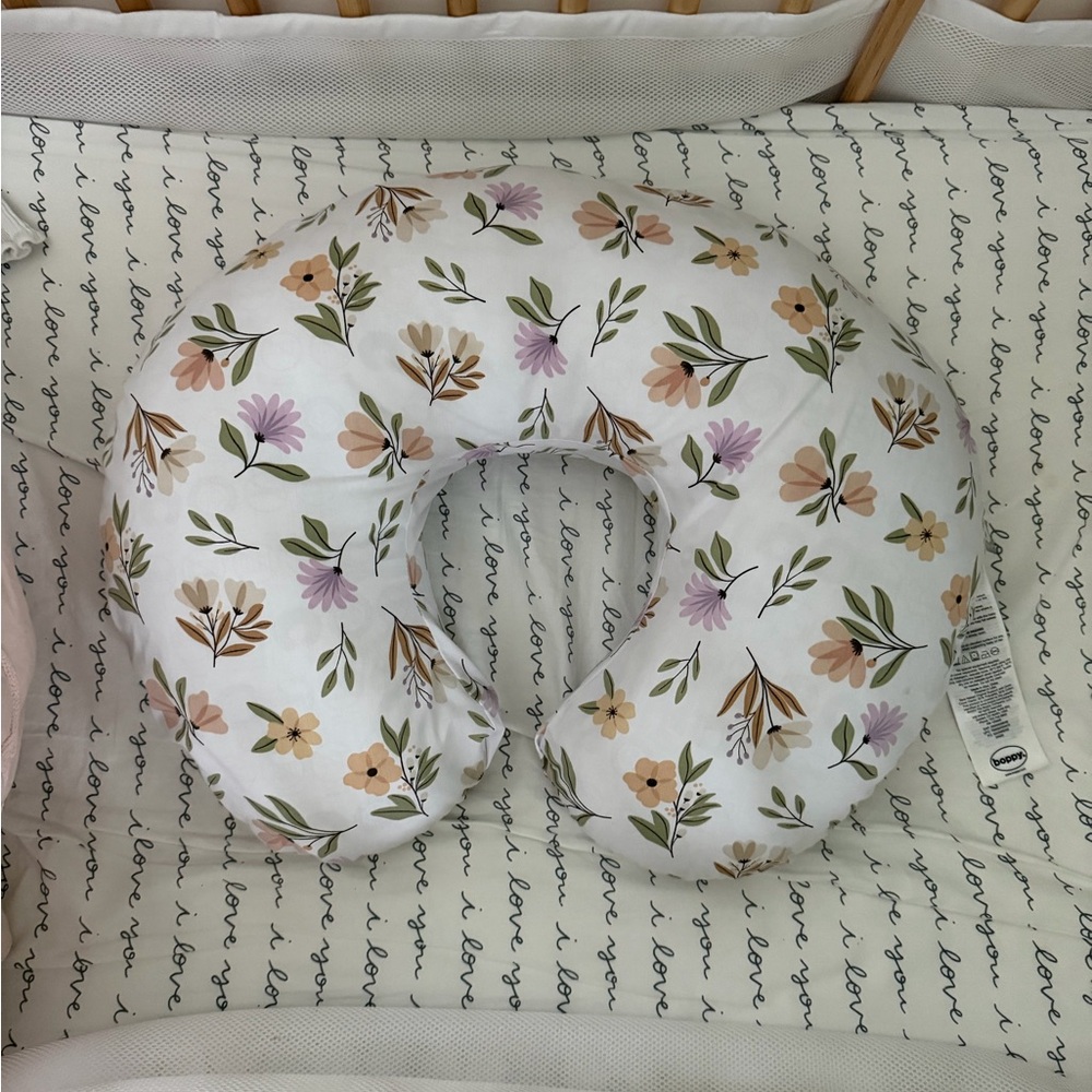 Boppy Floral Support/Nursing Pillow with Pink and Green Accents